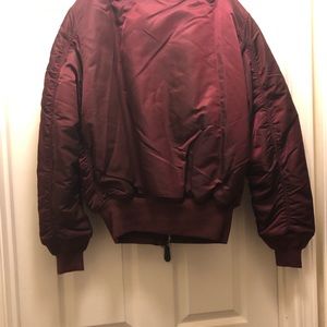 Burgundy Bomber Flight Jacket! Never worn!